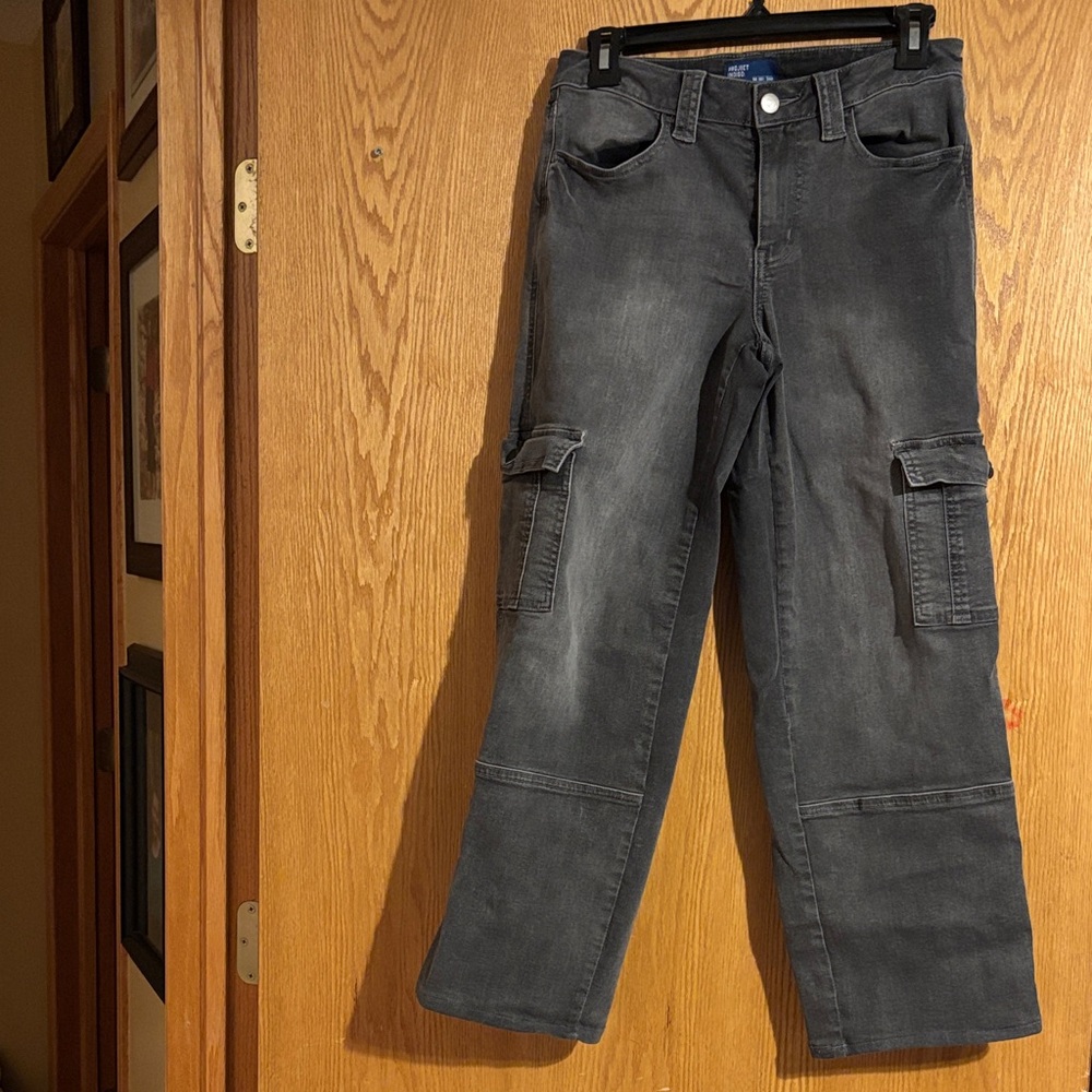 Project Indigo, juniors gray cargo jeans, Size 5